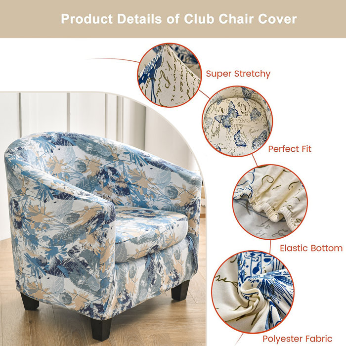 Livego 2Piece Club Chair Slipcover, Printed Tub Chair Slipcover